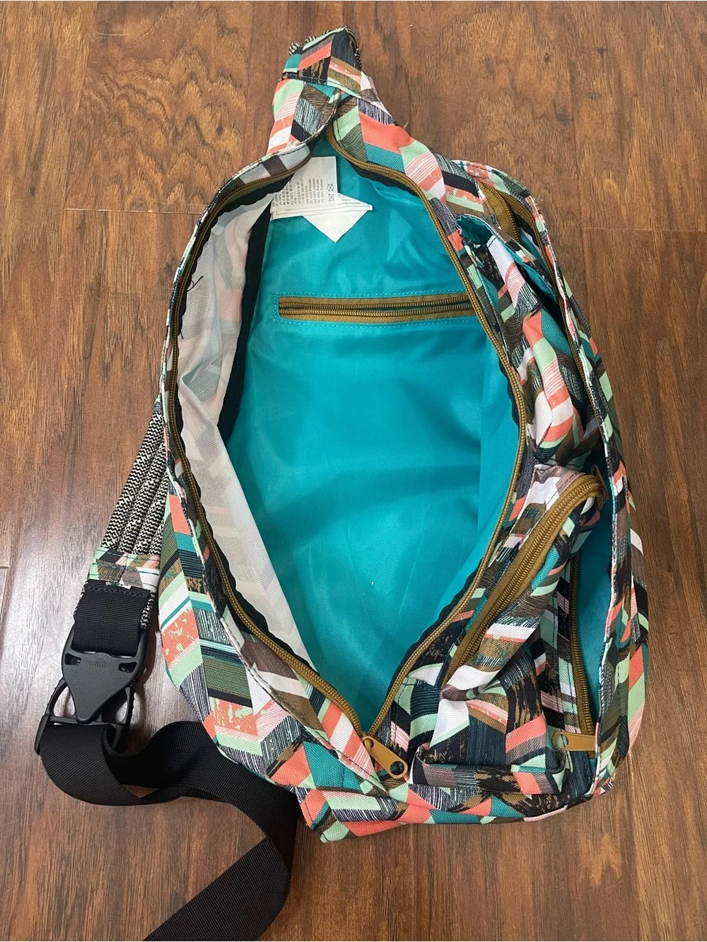 KAVU Original Rope Sling Bag Coastal Blocks Geometric Print Crossbody Backpack